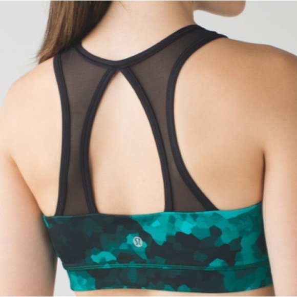 Lululemon Meshed Up Clouded Dreams Cosmic Teal Multi / Black Bra size 10 - Picture 2 of 10